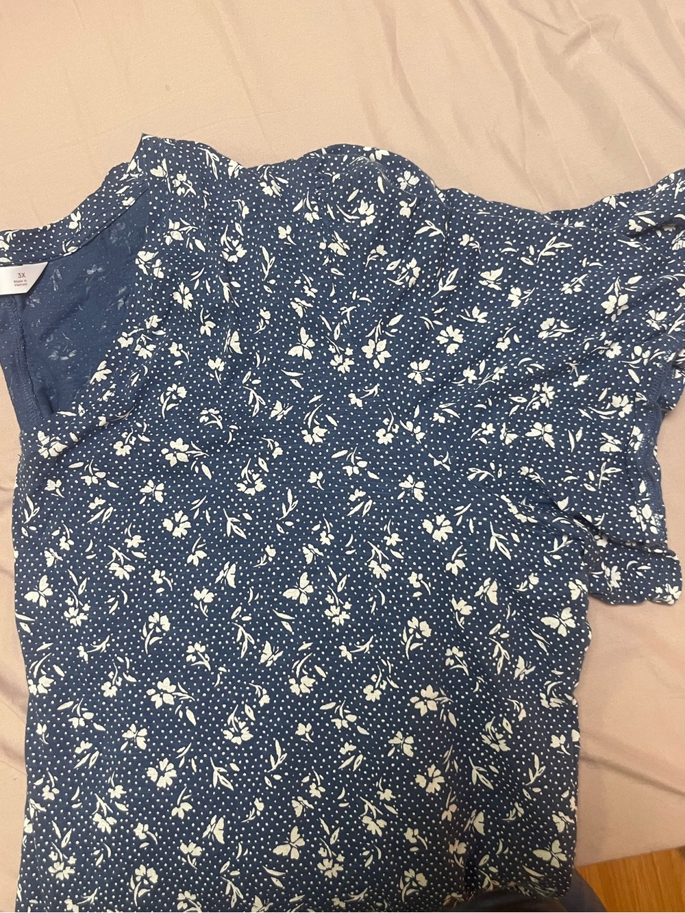 LC Lauren Conrad Navy Floral Short-Sleeve Shirt